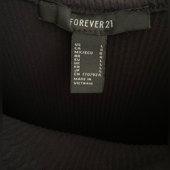 Forever 21 Black Sweater Dress Deep Scoop Ribbed Knit Long Bodycon Size Large - Picture 4 of 5